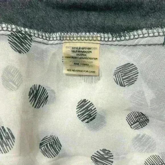 Stitch Fix Pixley | Mixed Material Gray Top with Semi-Sheer Polka Dot Back - Picture 6 of 7